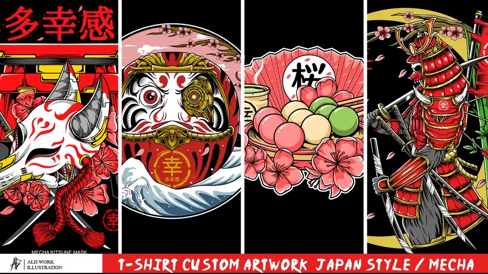 Jasa DESAIN KAOS CUSTOM JAPAN STYLE / MECHA - Desain Kaos & Motif, Profesional, Bergaransi