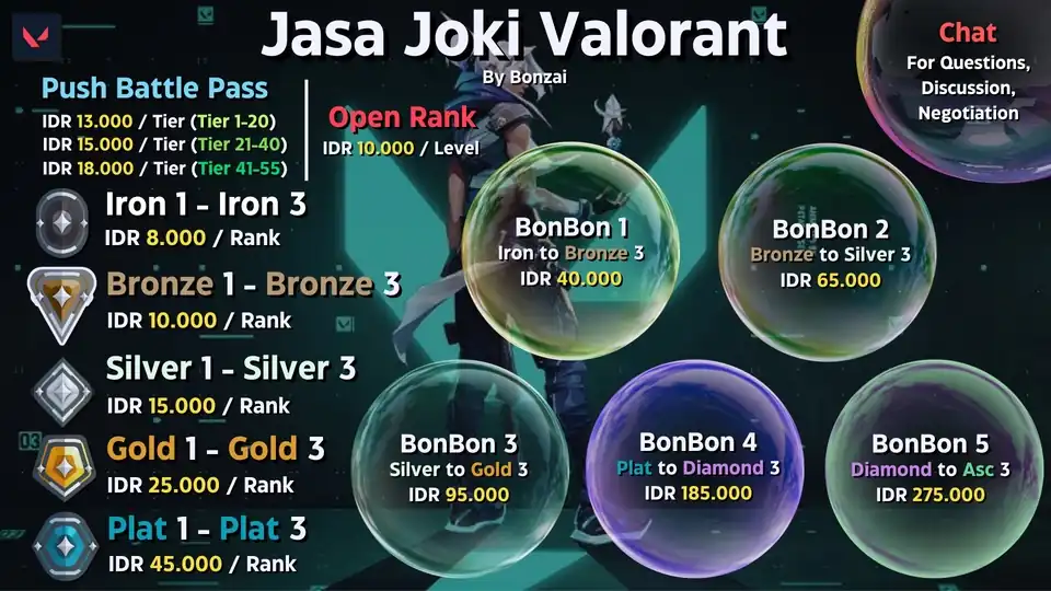 Jasa JOKI BOOSTING RANK/BATTLEPASS VALORANT - Gaming, Profesional, Bergaransi