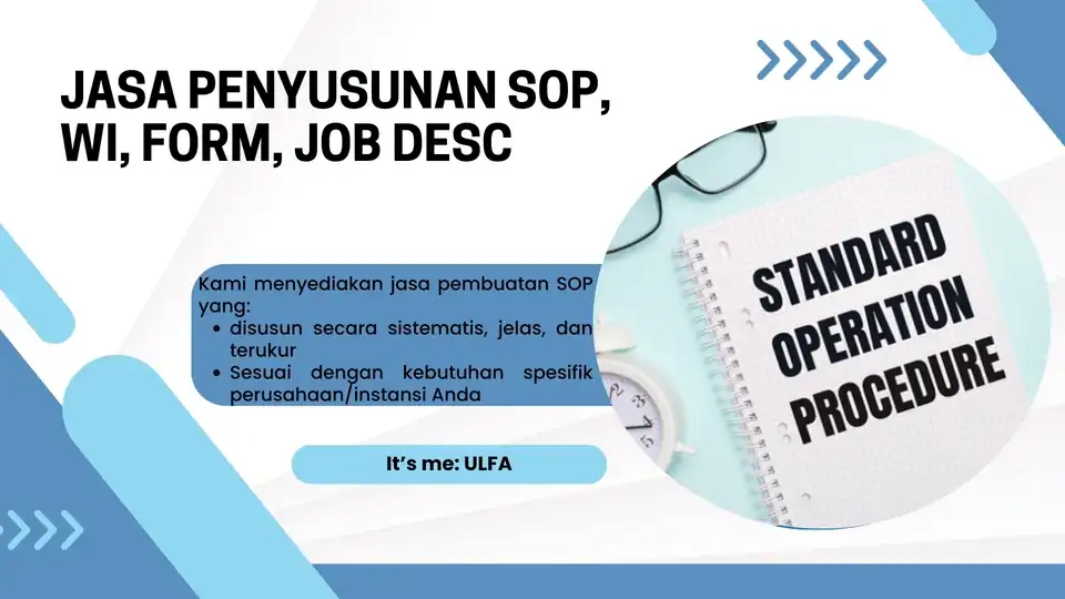 Jasa Penyusunan SOP, WI, Formulir, Job Description - SOP, Profesional, Bergaransi