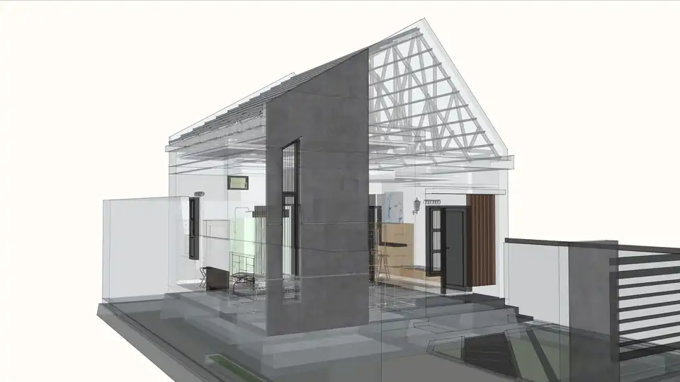 Jasa Rumah 1 Lantai Minimalis 6m x 6m - CAD Drawing, Profesional, Bergaransi