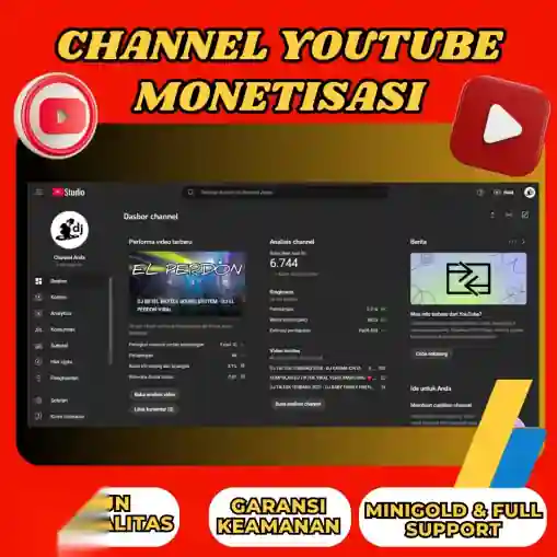 Channel Youtube Monet Sudah Pin Adsense Aman Dan Garansi Murah
