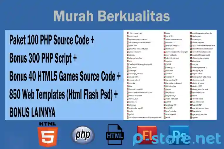 Asli Paket 100 Php Source Code Bonus 300 Script 40 Html5 Games 850 Web Templates Html Flash Psd Bonus Lainnya