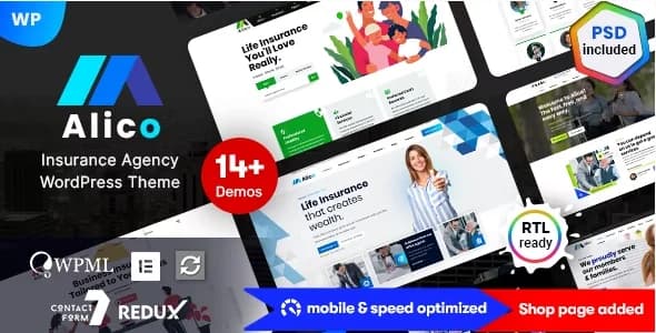 Jual Alico Insurance WordPress Theme 1.2.0 Profesional, Original