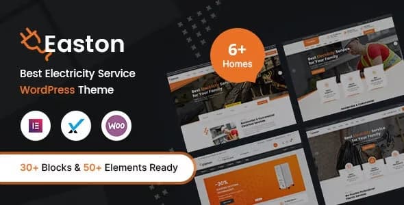 Jual Easton WordPress Theme 1.0.0 Electricity Services Theme Profesional, Premium