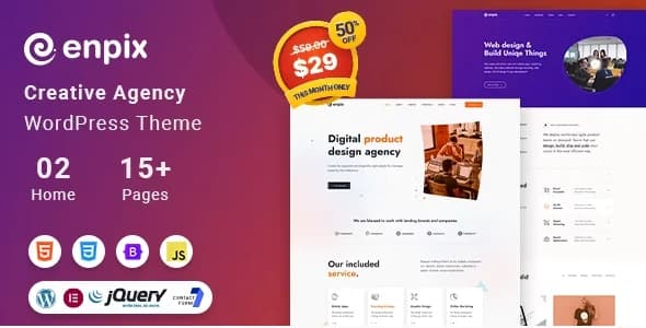 Jual Enpix Digital Agency Creative Portfolio WordPress Theme 1.0.1 Original, Resmi
