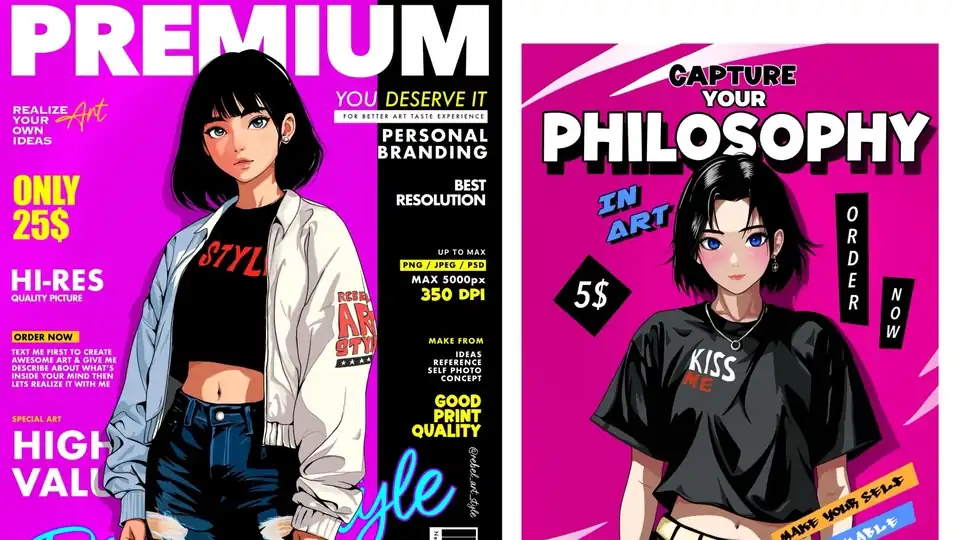 Jasa 2D illustration character design /poster/banner/game/kaos/album/buku cover - Desain Karakter, Profesional, Bergaran