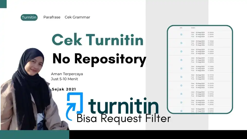 Jasa CEK TURNITIN NO REPOSITORY - Turnitin, Profesional, Bergaransi