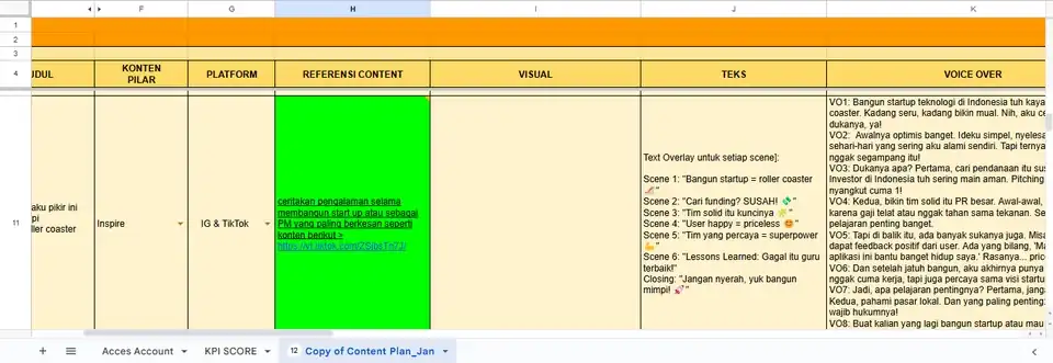 Jasa Content Planning | Ide Rencana Konten Titkok, Instagram, Youtube I Social Media Strategist - Digital Marketing, Pro