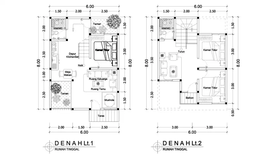 Jasa Denah rumah 2D AutoCad harga per rumah - Sehari bisa jadi - CAD Drawing, Profesional, Bergaransi