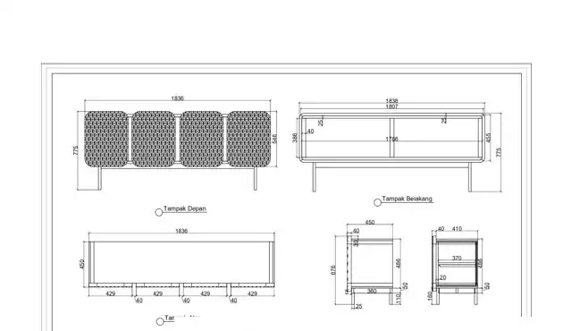 Jasa Desain 2 Dimensi dan 3 Dimensi dan pecah komponen Furniture, - CAD Drawing, Profesional, Bergaransi