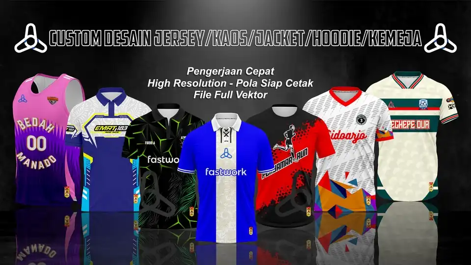 Jasa DESAIN JERSEY PRINTING DAN SABLON KAOS DTF/PLASTISOL PECAH WARNA - Desain Kaos & Motif, Profesional, Bergaransi