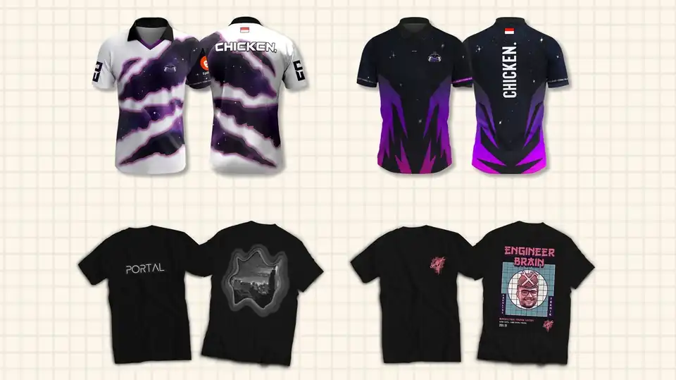 Jasa Desain Kaos/Jersey Team dengan Gaya Modern - Desain Kaos & Motif, Profesional, Bergaransi