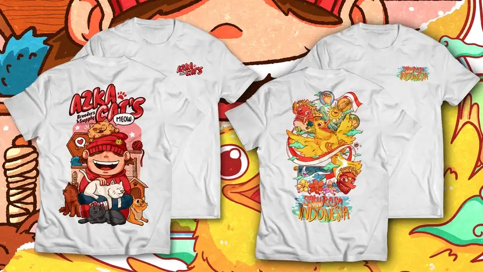 Jasa Desain Kaos Print Colorfull - Desain Kaos & Motif, Profesional, Bergaransi