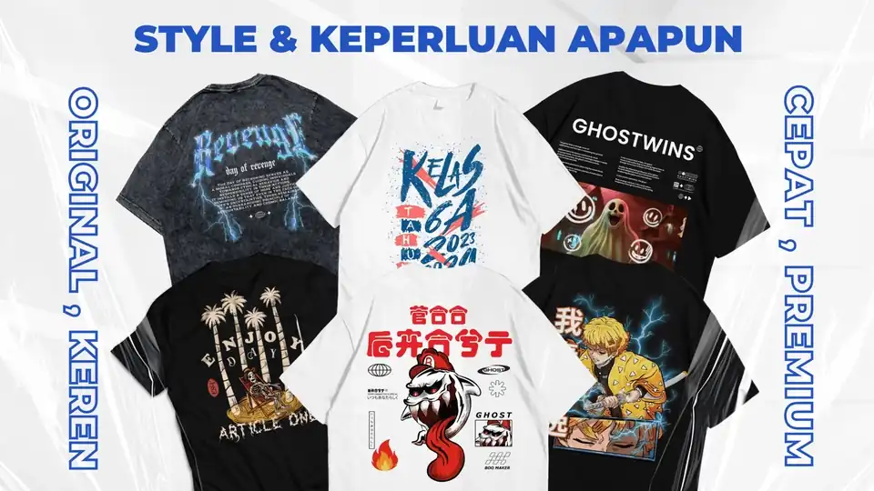Jasa DESAIN KAOS UNIK GAYA APAPUN, MURAH CEPAT ( FREE KONSULTASI) - Desain Kaos & Motif, Profesional, Bergaransi