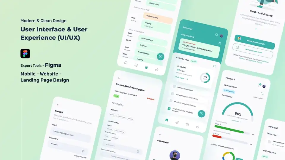 Jasa Desain Modern Mobile App & Website Menggunakan Figma - Desain Web, Profesional, Bergaransi