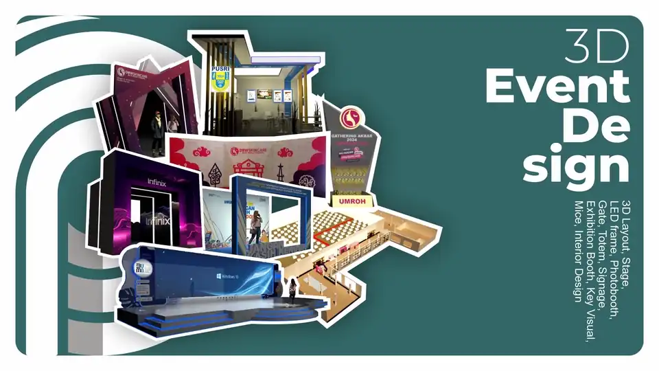 Jasa Desain Visualisasi 3D Event (Layout, Stage, Gate, Booth, etc) - 3D & Perspektif, Profesional, Bergaransi