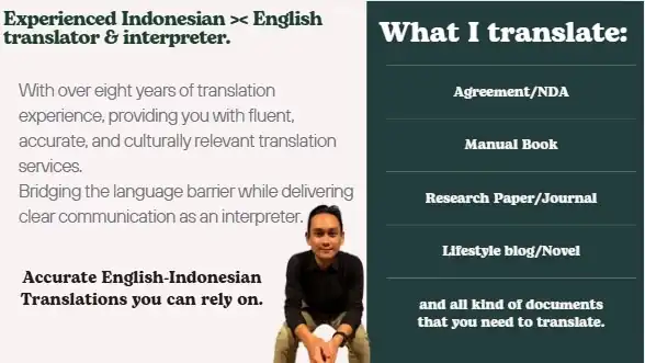 Jasa English-Indonesian (Vice Versa) Translator (& Interpreter) Grammatically Accurate - One Day Process - Penerjemahan,