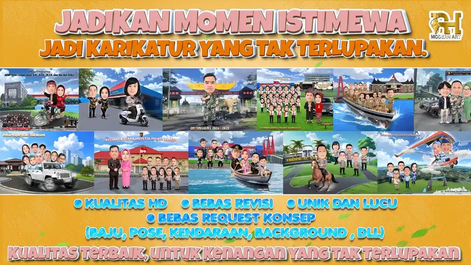 Jasa (Express & Standart)Jasa Karikatur Digital Custom Eksklusif & Premium - UNLIMITED REVISI - Karikatur, Profesional,