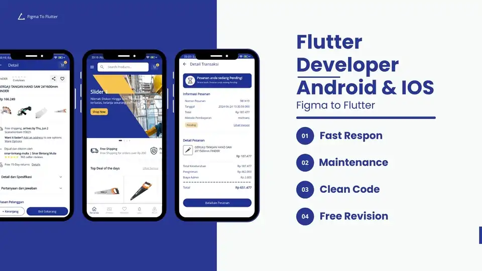 Jasa Flutter Developer - Mobile App - Aplikasi Ponsel, Profesional, Bergaransi