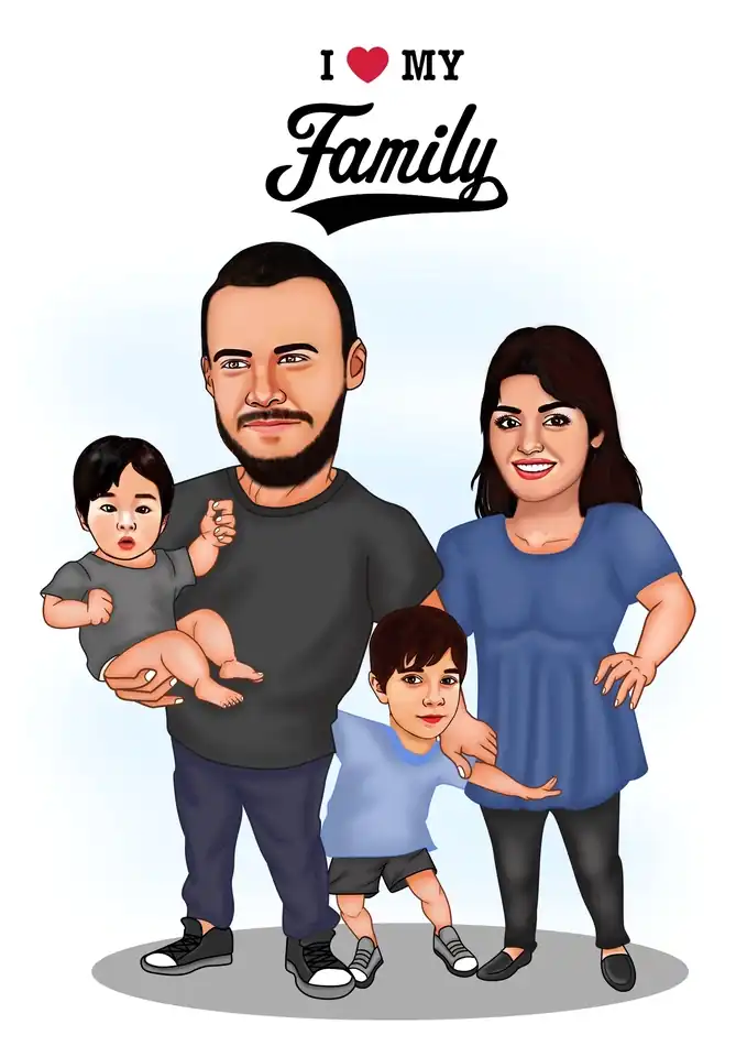 Jasa Ilustrasi Karikatur couple & Family - Karikatur, Profesional, Bergaransi