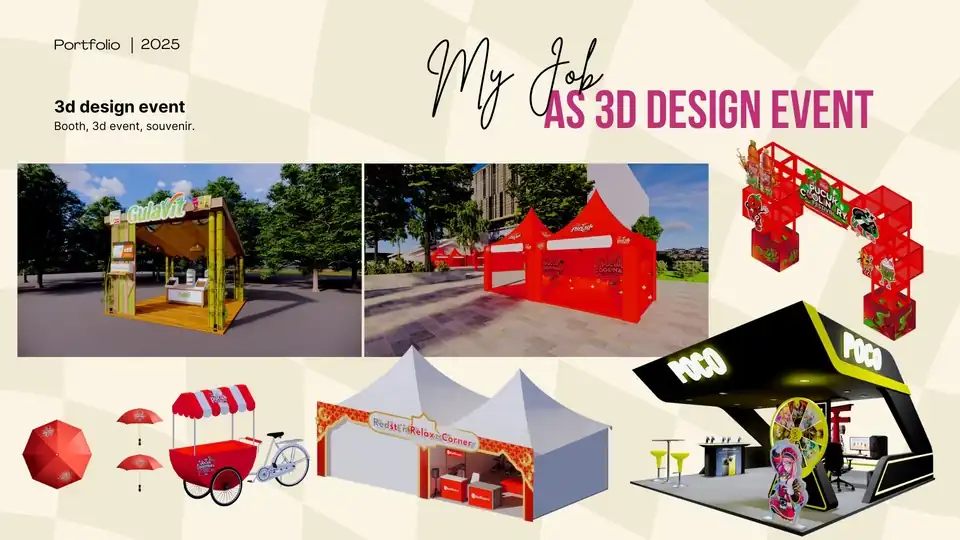 Jasa 3D Design Event/ Booth - Desain Booth & Kios, Profesional, Bergaransi