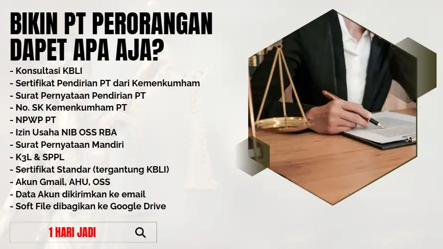 Jasa Bikin PT Perorangan - ALL IN 1 HARI JADI TERPERCAYA - Pendirian Usaha, Profesional, Bergaransi