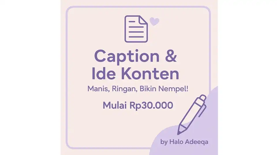 Jasa Caption IG/TikTok +Ide Konten - Friendly & Rapi - Caption Sosial Media, Profesional, Bergaransi