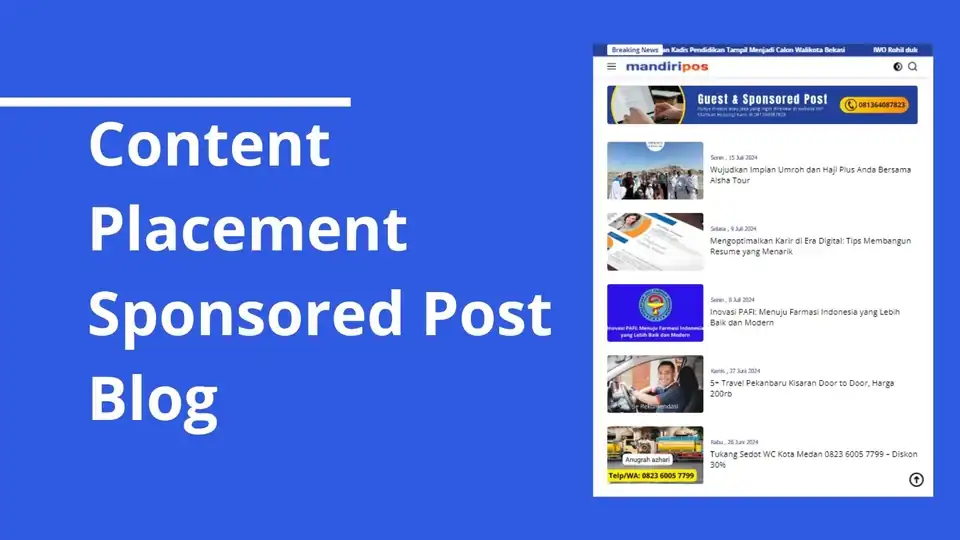 Jasa Content Placement Blog Media Online - Blogger, Profesional, Bergaransi