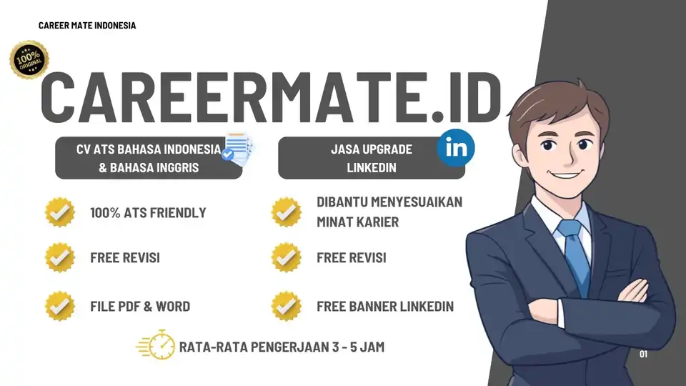 Jasa CV ATS Bahasa Indonesia/Inggris dan Upgrade LinkedIn - Portfolio & Resume, Profesional, Bergaransi