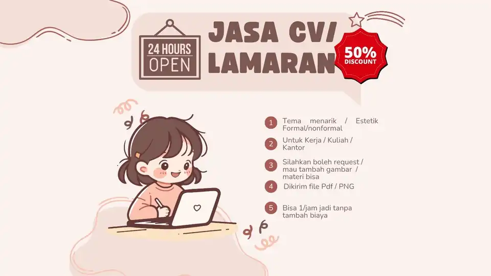 Jasa Desain CV (1jam jadi) - Portfolio & Resume, Profesional, Bergaransi