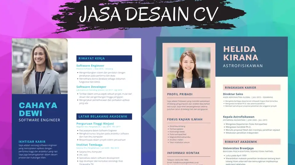 Jasa Desain CV Resume Daftar Riwayat Hidup - Portfolio & Resume, Profesional, Bergaransi
