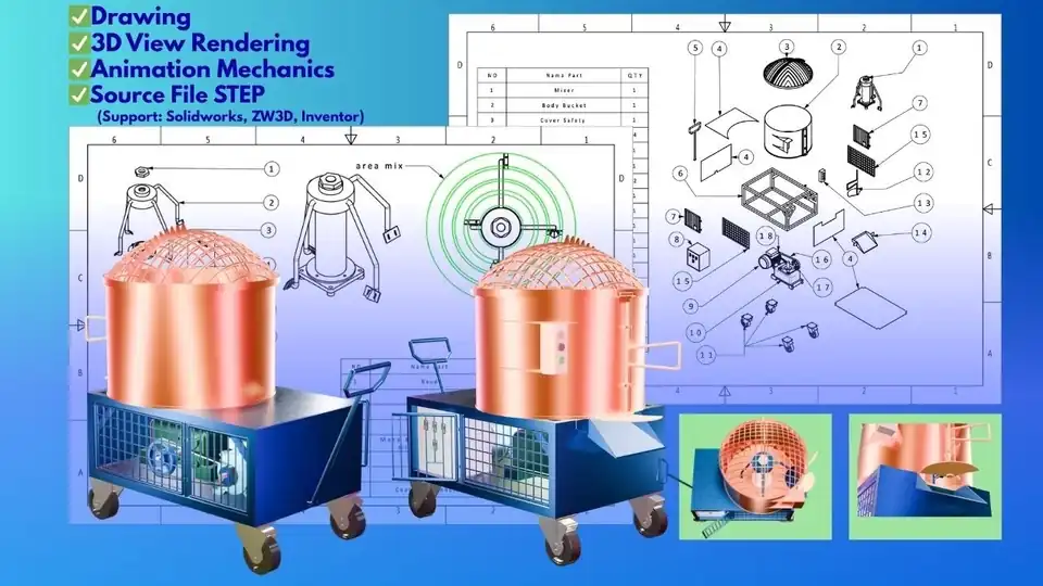 Jasa Gambar Teknik & 3D Mesin | CAD, SolidWorks, Inventor, AutoCAD, ZW3D - CAD Drawing, Profesional, Bergaransi