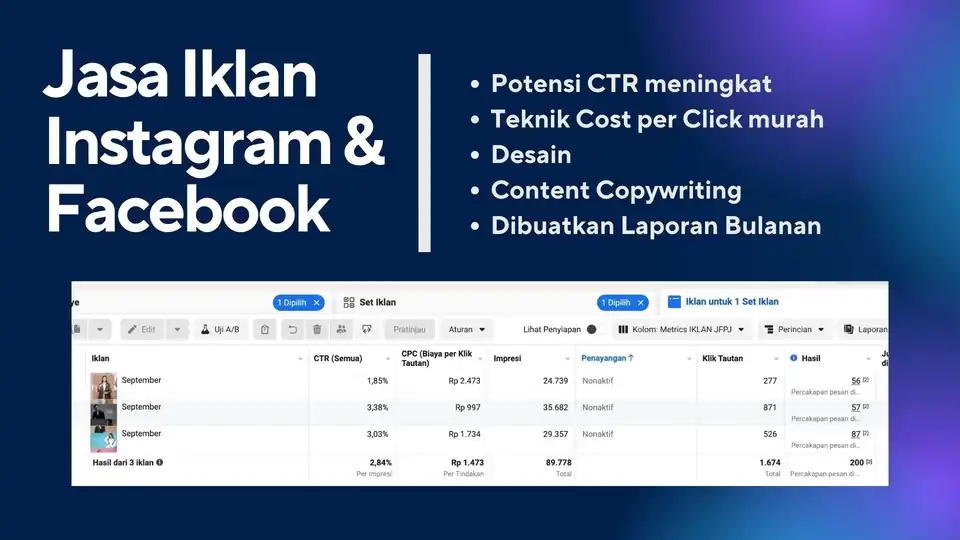 Jasa Iklan Instagram dan Facebook - Digital Marketing, Profesional, Bergaransi