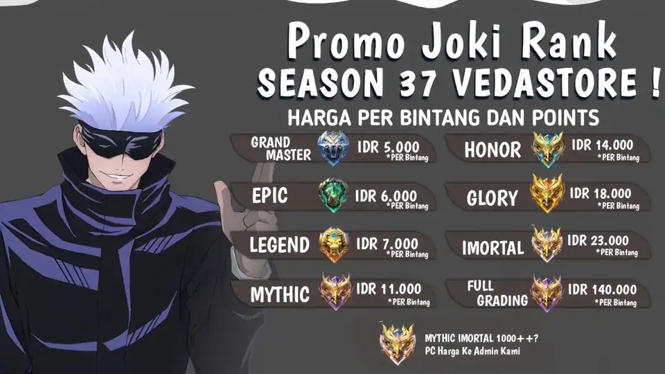 JASA JOKI & MABAR MOBILE LEGENDS @VEDASTORE - Gaming, Profesional, Bergaransi