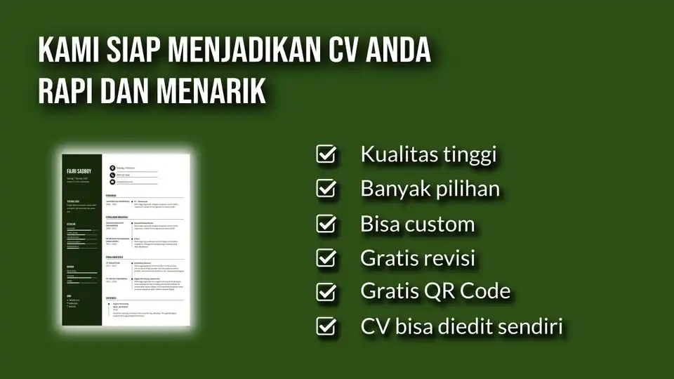 JASA PEMBUATAN CV & RESUME - Portfolio & Resume, Profesional, Bergaransi