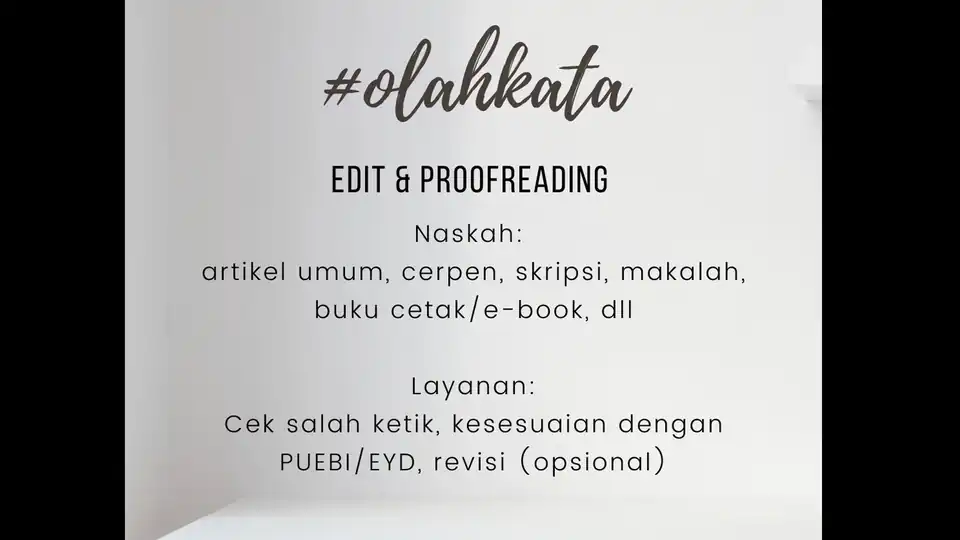 Jasa Proofreading dan Edit/Sunting Naskah (Bahasa Indonesia) - Proofreading, Profesional, Bergaransi