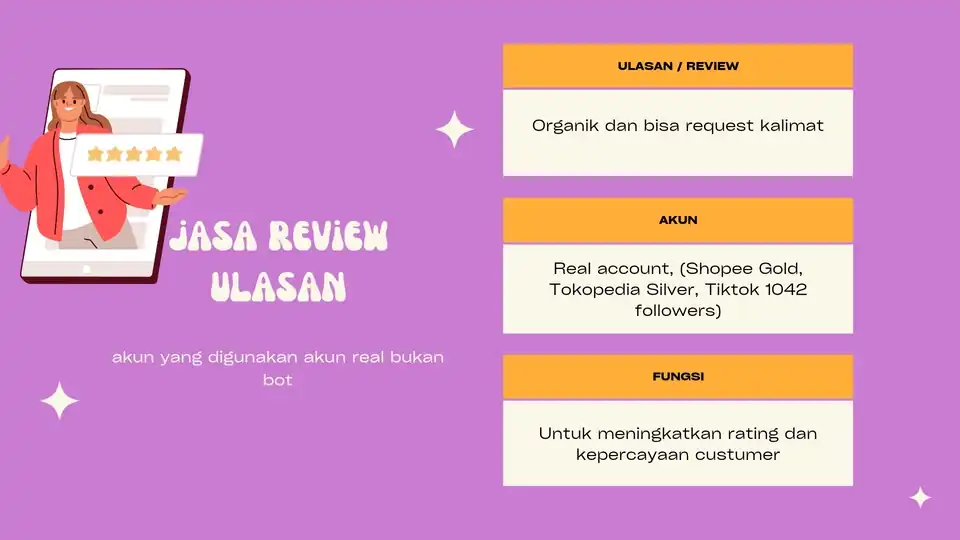 Jasa Review (ulasan) Marketplace & Sosial Media (Organik dan bintang 5) Murah!!! - Memberi Review, Profesional, Bergaran