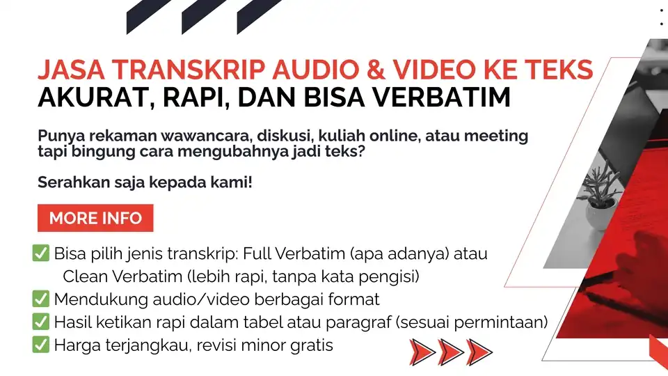 Jasa Transkrip Audio & Video ke Teks Akurat, Rapi, dan Bisa Verbatim - Transkripsi, Profesional, Bergaransi
