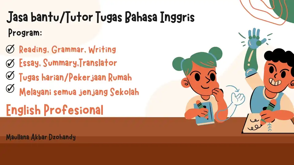 Jasa Tutor /Bantu Tugas Bahasa Inggris semua jenjang - Les Privat, Profesional, Bergaransi
