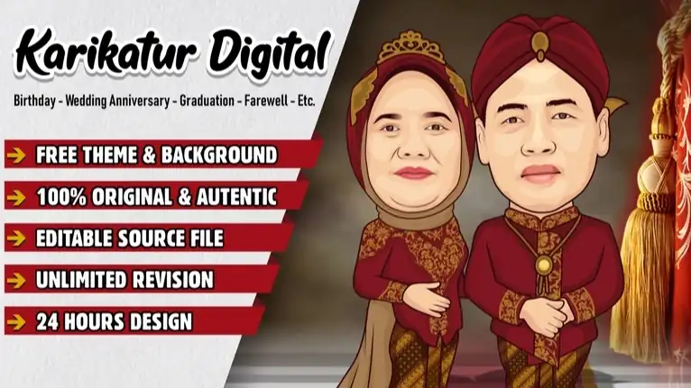 Jasa KARIKATUR DIGITAL SEHARI JADI, BEBAS REVISI - - Karikatur, Profesional, Bergaransi