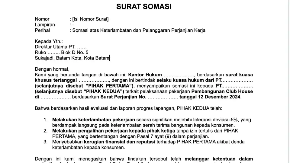 Jasa Layanan Membuat dan Melayangkan Somasi Hukum - Pengacara, Profesional, Bergaransi