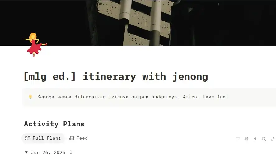 Jasa Membuat itinerary perjalanan menggunakan Notion - Travelling, Profesional, Bergaransi