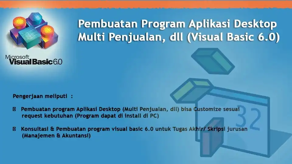 Jasa Pembuatan Program Aplikasi Desktop Multi Penjualan, dll (Visual Basic 6.0) - Aplikasi Desktop, Profesional, Bergara