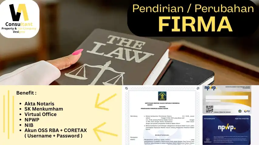Jasa Pendirian / Perubahan Firma + Virtual Office - Pendirian Usaha, Profesional, Bergaransi