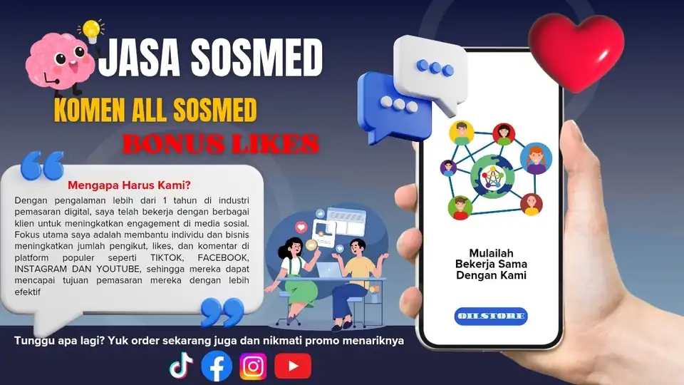 Jasa (PROMO 1) KOMEN SOSMED 100% HUMAN FREE LIKE - Tambah Followers, Profesional, Bergaransi