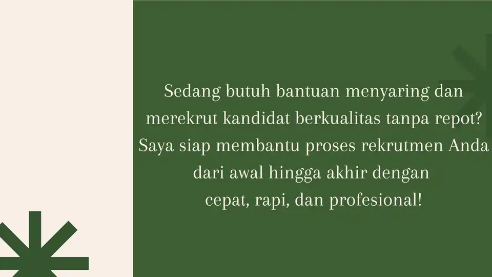 Jasa RECRUITMENT ASSISTANT | Bantu Proses Rekrutmen dari Awal sampai Final - Sumber Daya Manusia, Profesional, Bergarans