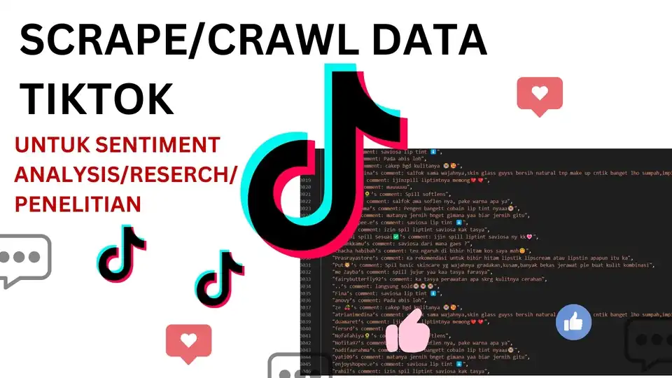Jasa Scrape/Crawal data komentar Tik Tok - Scraping Data, Profesional, Bergaransi