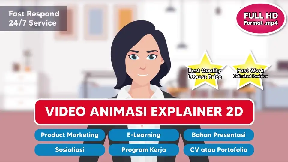 Jasa Video Animasi Explainer 2D, Modul Pembelajaran, Presentasi, Promosi, Iklan Produk - Motion Graphics, Profesional, B
